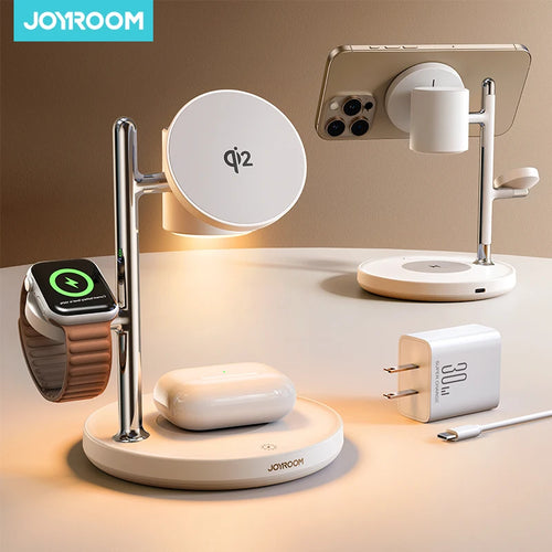„Joyroom“ 4 viename „Qi2 Fast 15W“ belaidis įkroviklis, magnetinė įkrovimo stotelė, skirta „iPhone 16–12“ serijai, „iWatch“, „AirPods 4/3/2/Pro“