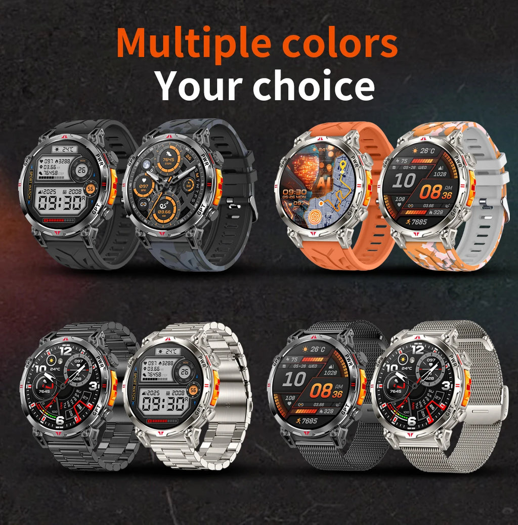 2026 m. Naujas „T-REX 3“ GPS sportinis išmanusis laikrodis vyrams, kompasas, 10 ATM, atsparus vandeniui, 24/7 sveikatos stebėjimas, pokalbiai, GPT, „Bluetooth“ skambučiai, išmanusis laikrodis