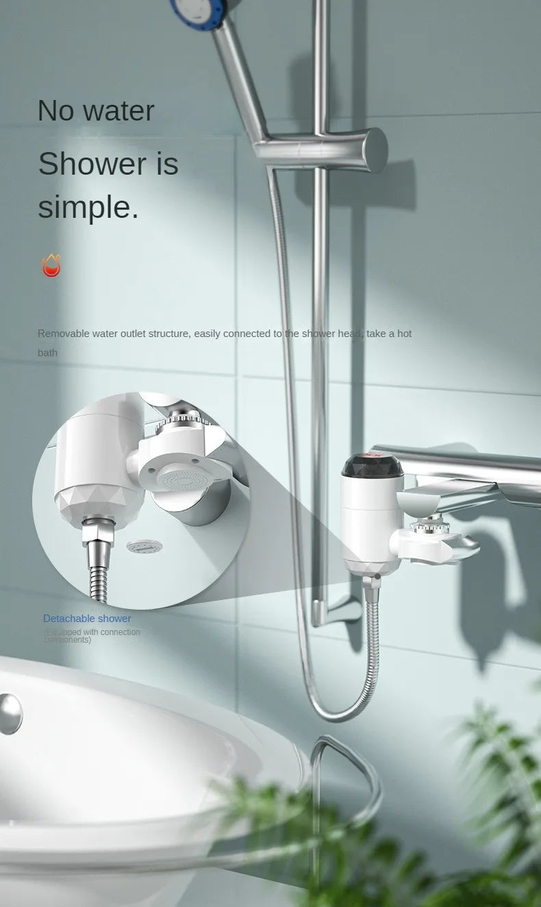 3000W Electric Tankless Instant Hot Water Heater Faucet for Kitchen with Temperature Display Hot Cold Tap