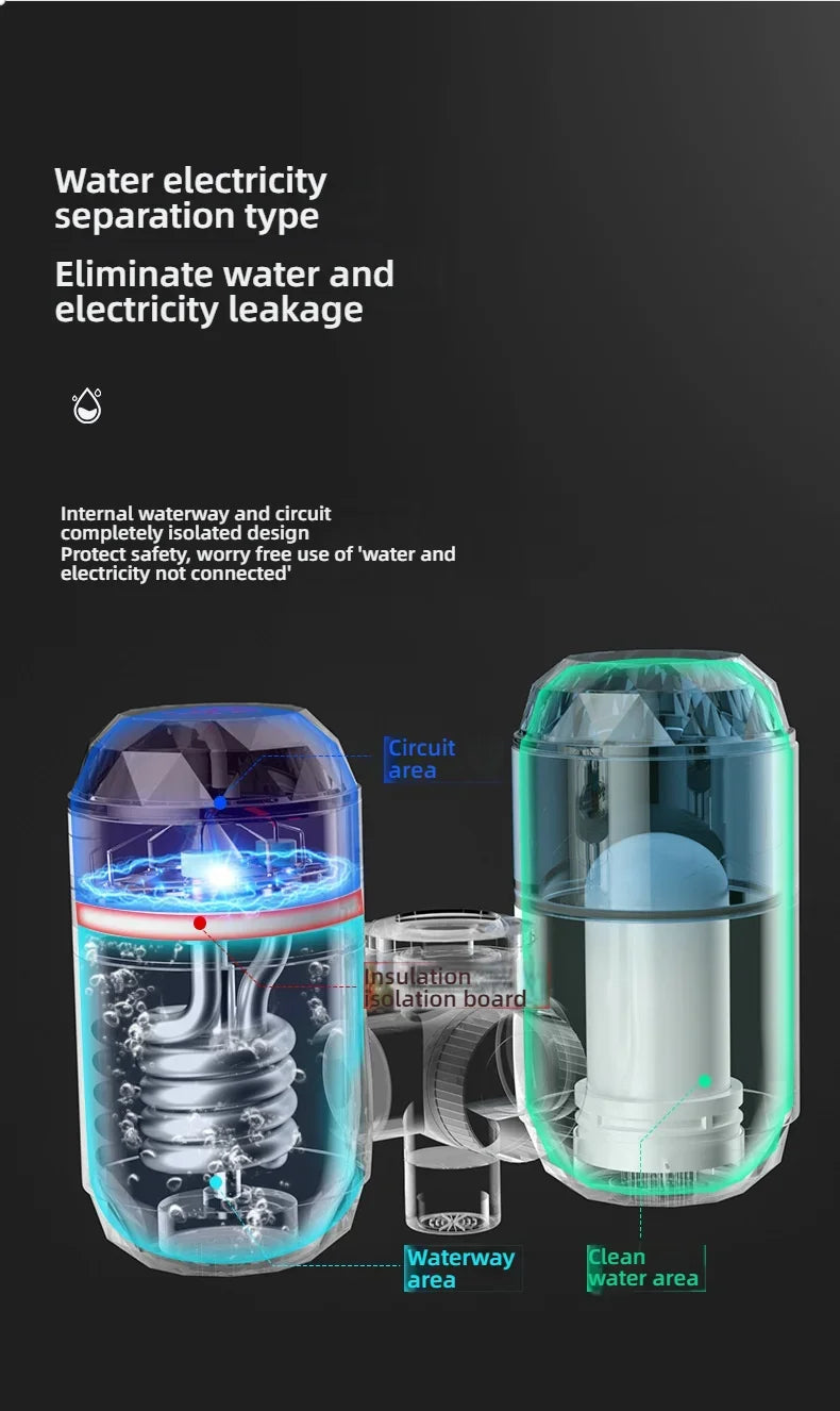 3000W Instant Hot Water Heater Faucet Electric Tankless for Kitchen Fast Heating Tap with Temperature Display