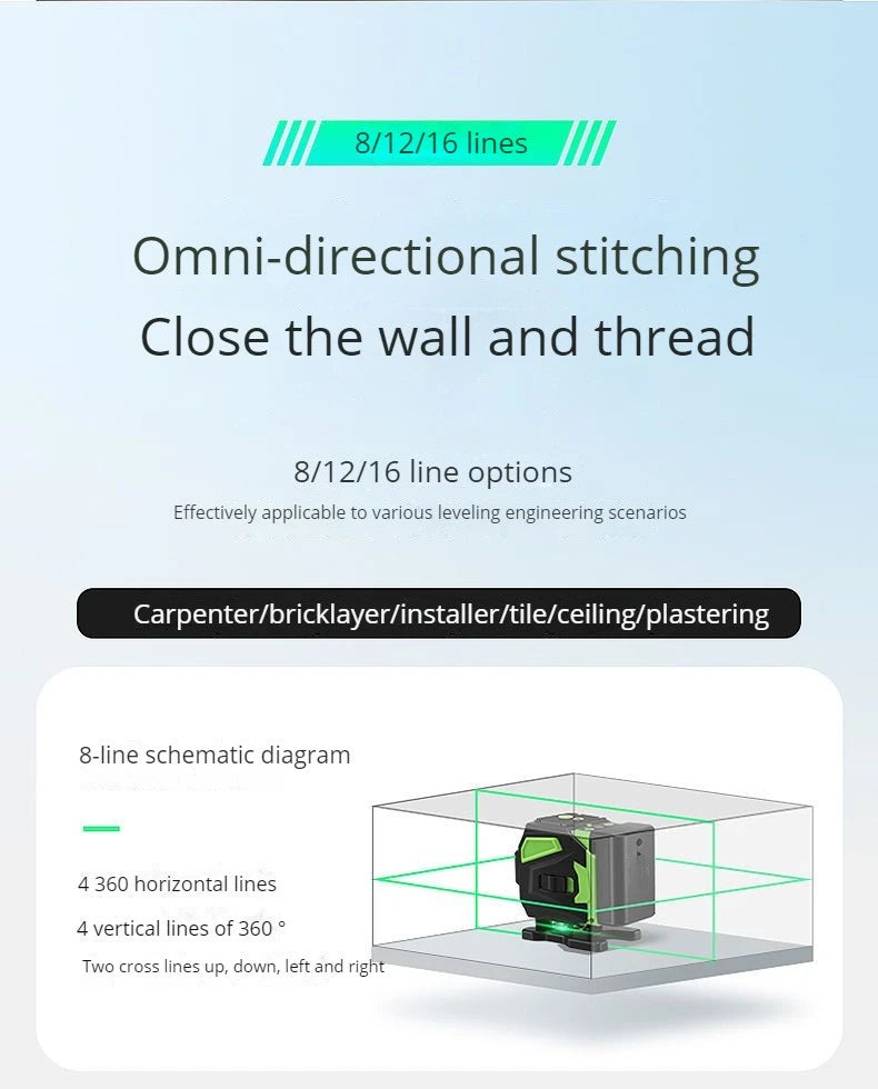 16 Lines Laser Level Green Line SelfLeveling 360 Horizontal And Vertical Professional Building Mini Laser Level