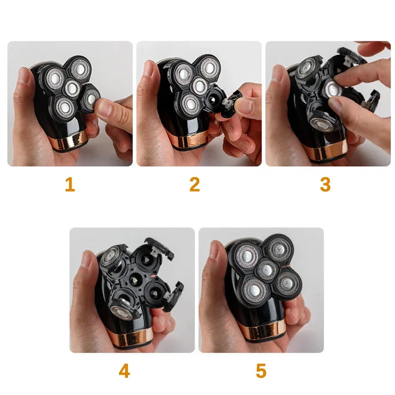 5 IN 1 elektrinis skustuvas, elektrinis skustuvas, įkraunamas skutimosi aparatas vyrams, barzdos skustuvas, drėgnas ir sausas, dvigubo naudojimo, vandeniui atsparus, greitas įkrovimas