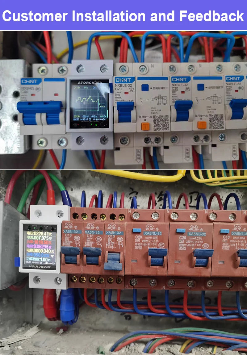 100A „Tuya WiFi“ DIN bėgelio galios ir energijos skaitiklis AC50–320V išmanusis elektros energijos skaitiklis skaitmeninis ekranas su įtampos kreive ir ampermetras GR2PW