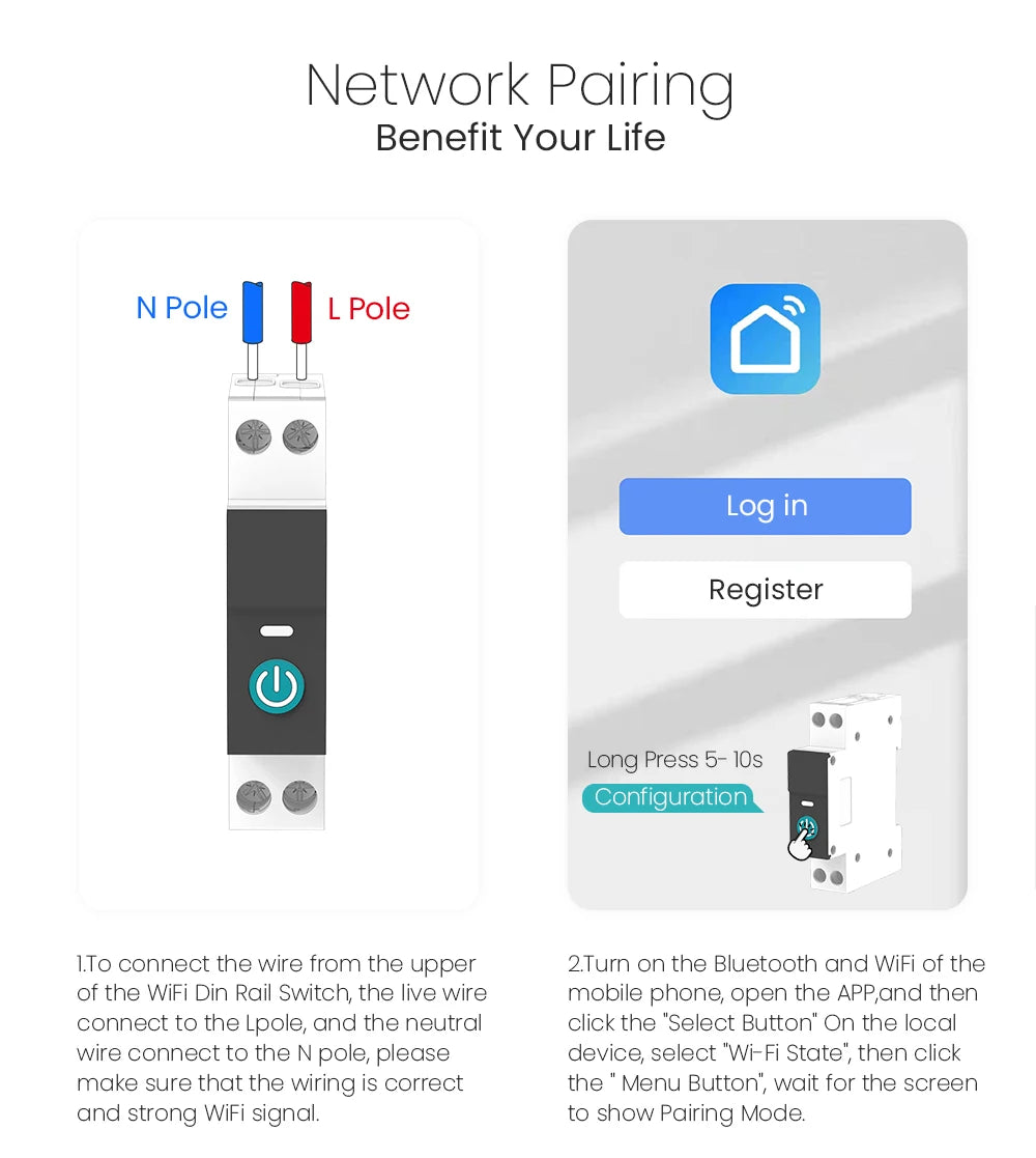 Smart WiFi DIN Rail Circuit Breaker – Energy Monitoring & Remote Control