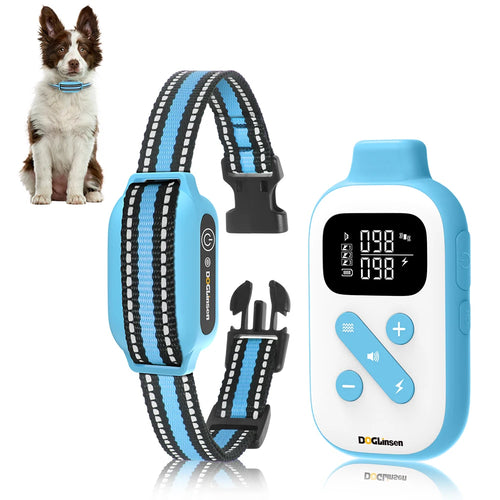 Išmanus šunų antkaklis nuo lojimo, 2 viename, automatinis lojimo kontrolės ir nuotolinis elektrošoko dresūros antkaklis su 4 dresūros režimais visiems šunims