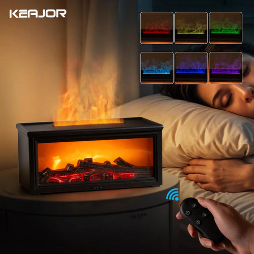 Aromatinis oro drėkintuvas, liepsnos židinys, eterinio aliejaus difuzorius, darbalaukio USB vėsaus rūko gamintojas, ultragarsinis aromaterapinis difuzorius su nuotolinio valdymo pultu