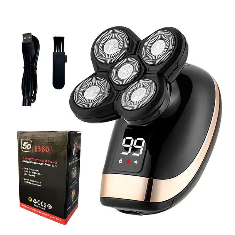 5 IN 1 elektrinis skustuvas, elektrinis skustuvas, įkraunamas skutimosi aparatas vyrams, barzdos skustuvas, drėgnas ir sausas, dvigubo naudojimo, vandeniui atsparus, greitas įkrovimas