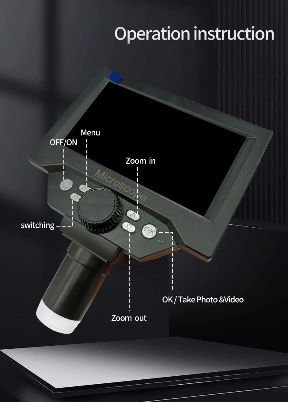 5.5" LCD Digital Microscope 1000X 1080P Coin Microscope Magnifier with Stand Soldering Microscope for Electronics Repair
