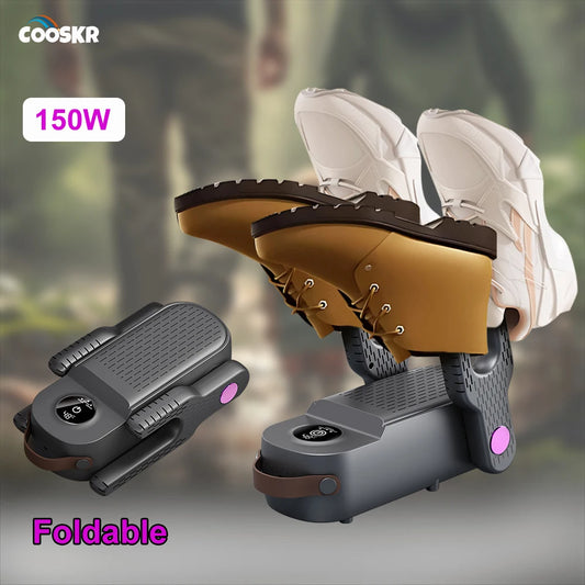150W Foldable Electric Shoe Dryer with 48°C Smart Thermostat – 360° Hot Air Boot & Glove Dryer with Timer (220V)