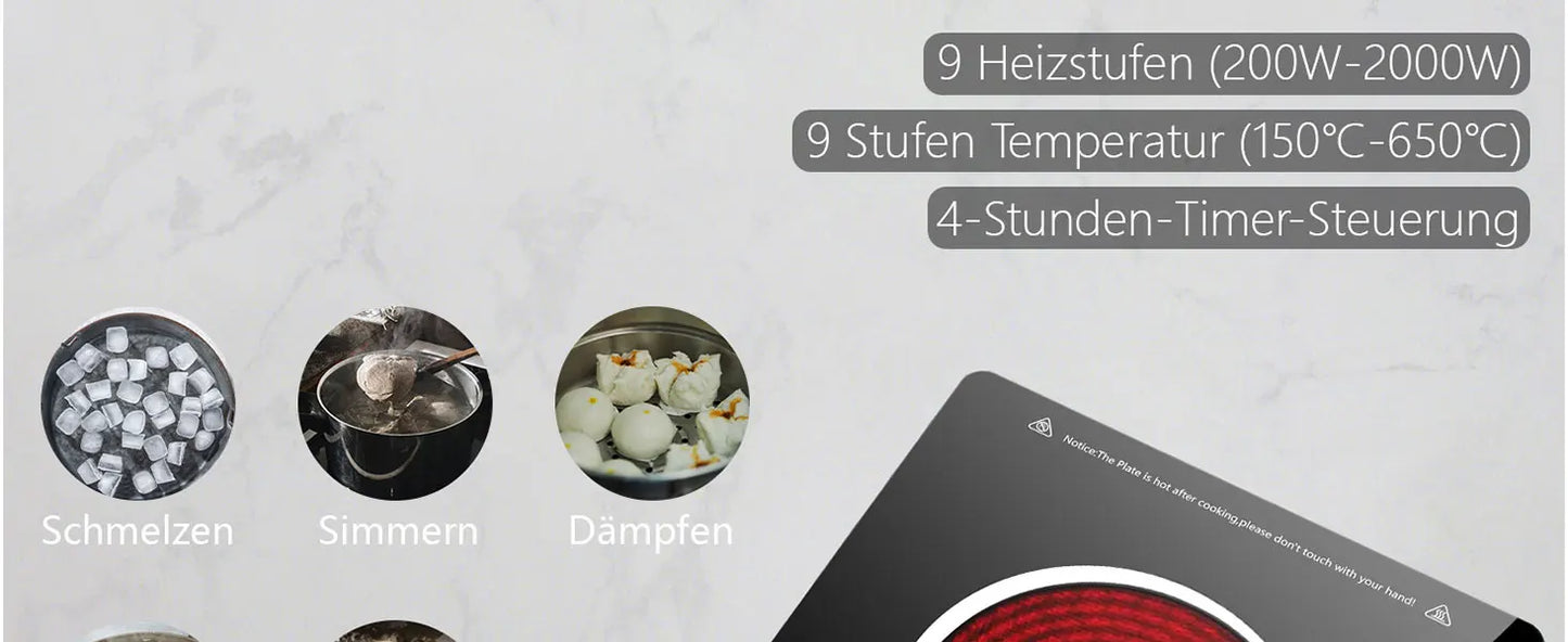 Portable 1-Plate Ceramic Hob 2000W