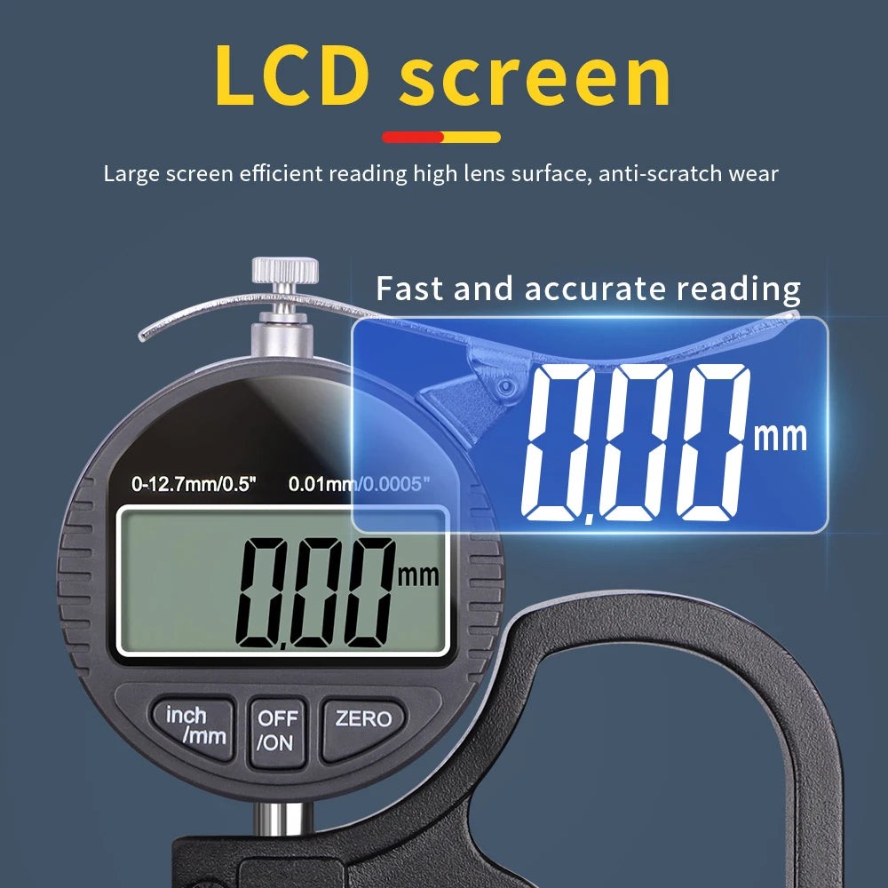 0.01mm/0.001mm Digital Thickness Gauge High-precision LCD Screen Electronic Percentage Micrometer Thickness Meter Measuring Tool