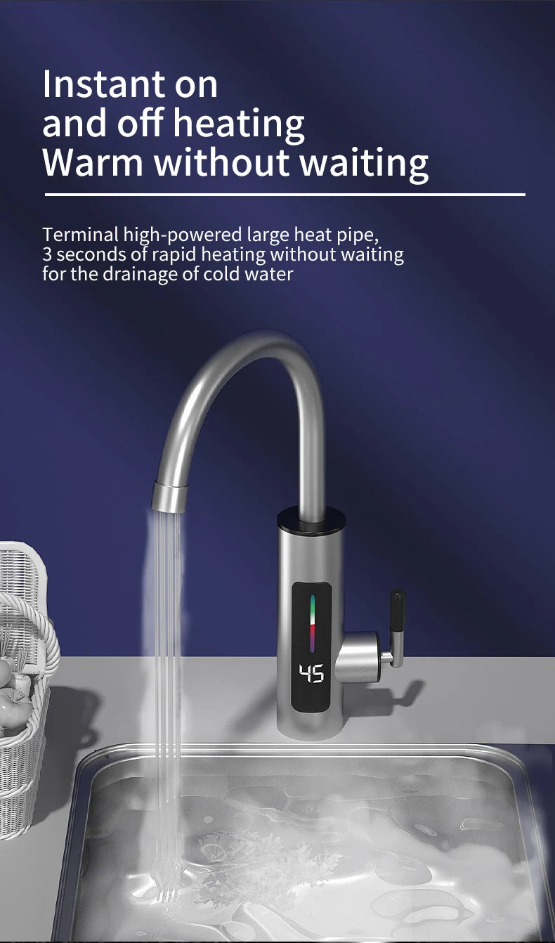 3000 W 220 V elektrinis virtuvės vandens šildytuvas, momentinio karšto nerūdijančio plieno vandens čiaupo šildytuvas, šalto šildymo čiaupas