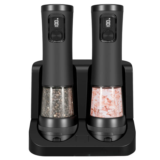 Rechargeable Electric Salt & Pepper Grinder Set – Adjustable Coarseness, Ceramic Core (Type-C Charging)