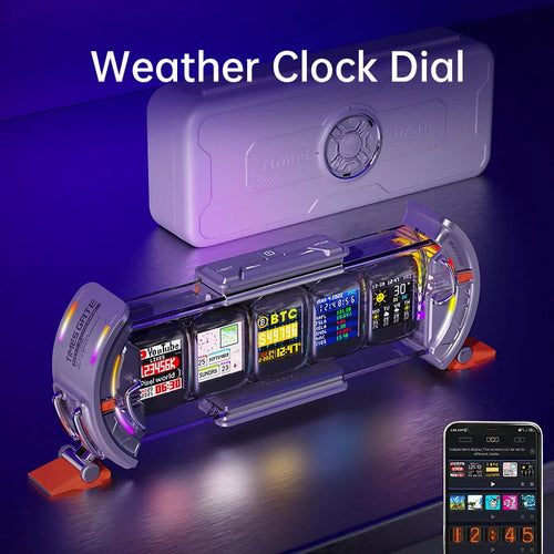 „Divoom Times Gate“ – „Cyberpunk“ žaidimų skaitmeninis laikrodis su išmaniosios programėlės valdymu, „WiFi Connect“, RGB LED ekranu,