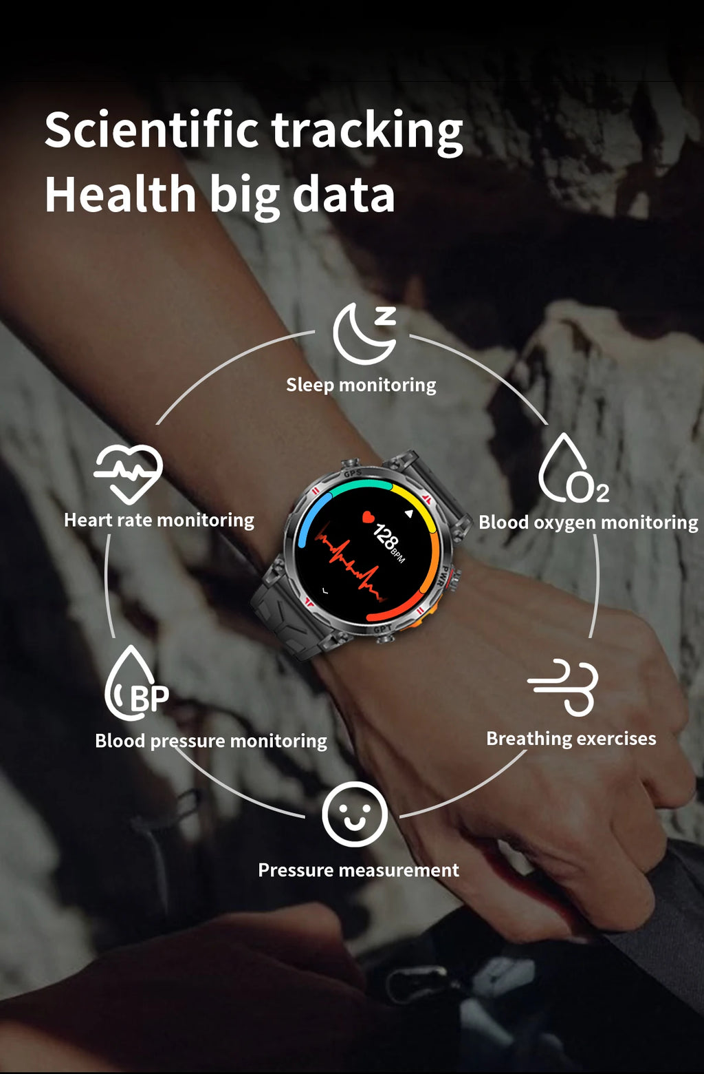 2026 m. Naujas „T-REX 3“ GPS sportinis išmanusis laikrodis vyrams, kompasas, 10 ATM, atsparus vandeniui, 24/7 sveikatos stebėjimas, pokalbiai, GPT, „Bluetooth“ skambučiai, išmanusis laikrodis