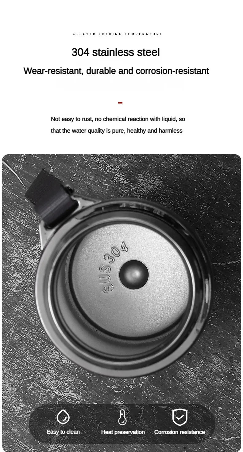 500 ml – 1 litro nerūdijančio plieno termosas su LED temperatūros ekranu, „Sus304“ arbatos ir vandens butelis, termosas, nešiojami puodeliai