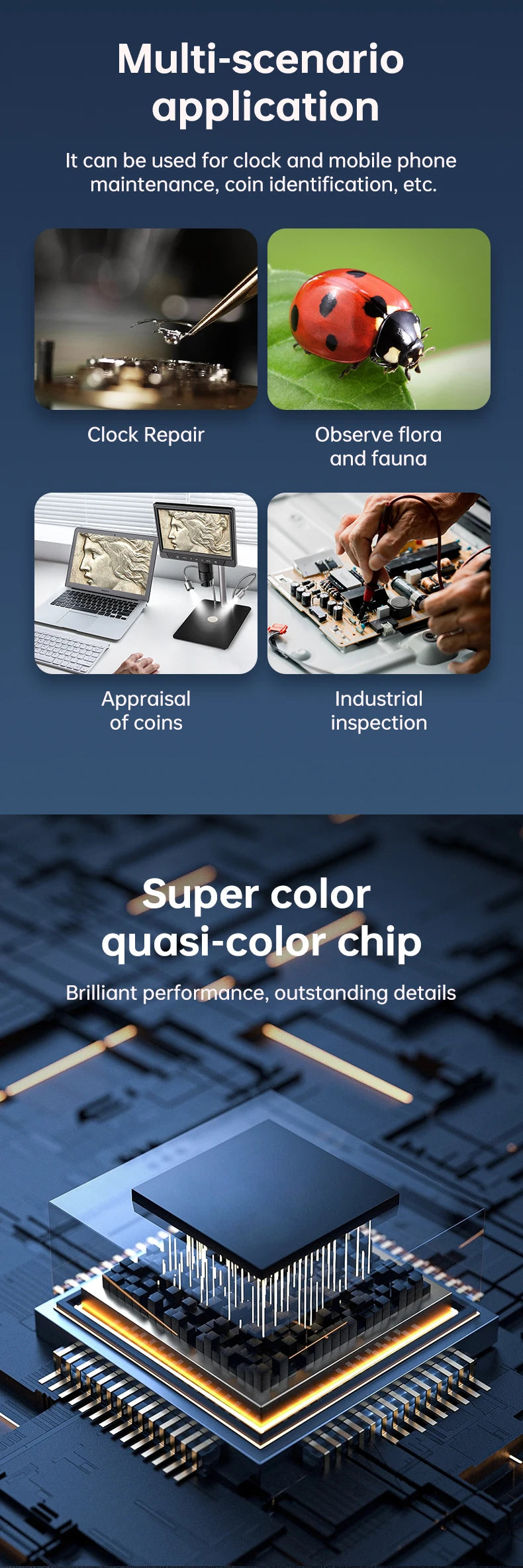 10.1'' Digital Microscope Full View 1920P Coin Microscope with 28 LEDs USB Professional Electron Microscopios For Repair 3000mAH