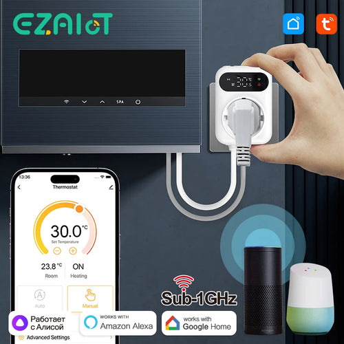 „WiFi“ šildymo termostatas „Tuya Smart RF433“ belaidis katilo / vandens grindų šildymo valdiklis, programėlė / balso valdymas, „Alexa“ energiją taupantis 