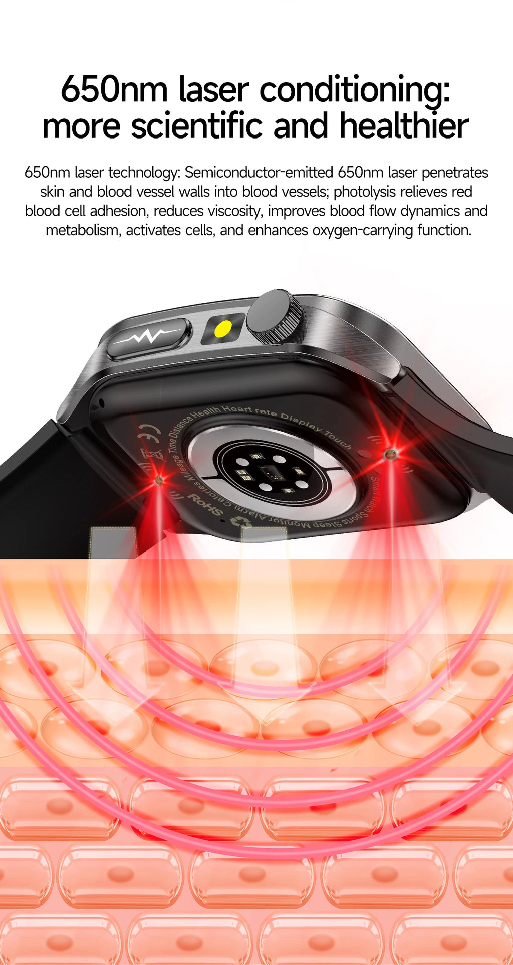 2026 m. Naujas dirbtinio intelekto mokslas Diagnostika EKG Sveikata Išmanusis laikrodis Vyrams Kraujospūdis Lipidai Šlapimo rūgštis Lazerinė terapija Sveikata Išmanioji apyrankė Vyrams