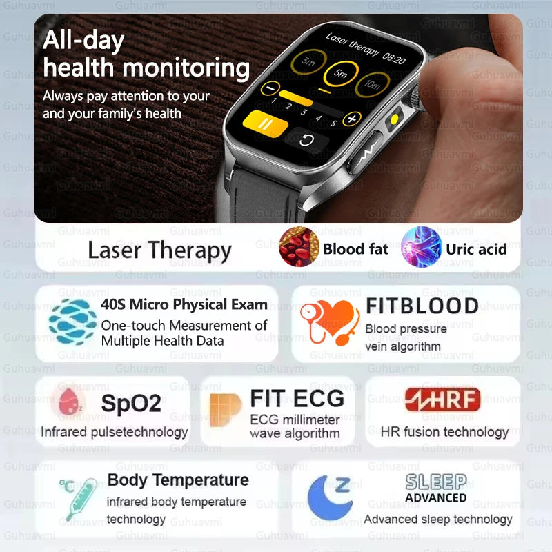 2026 m. Naujas dirbtinio intelekto mokslas Diagnostika EKG Sveikata Išmanusis laikrodis Vyrams Kraujospūdis Lipidai Šlapimo rūgštis Lazerinė terapija Sveikata Išmanioji apyrankė Vyrams