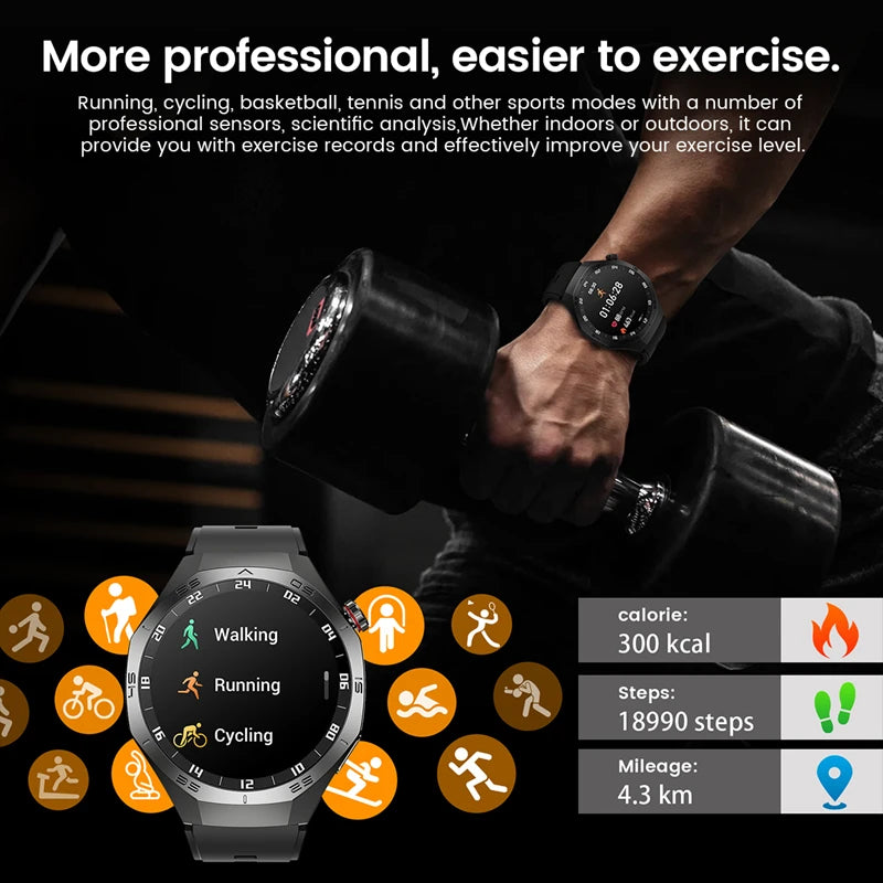 2025 New Pro Smart Watch Men HD AMOLED Screen GPS Motion trajectory HeartRate Bluetooth Call 1.52" SmartWatch IP68 For Huawei