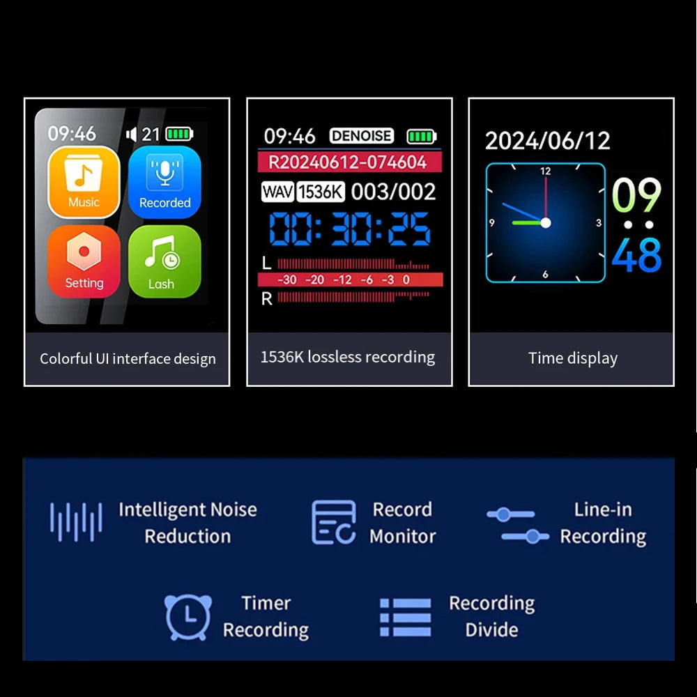 128 GB skaitmeninis balso įrašymo įrenginys, 1536 KBPS, profesionalus garso diktofonas, balsu aktyvuojamas garso įrašymas, WAV MP3 grotuvas susitikimams